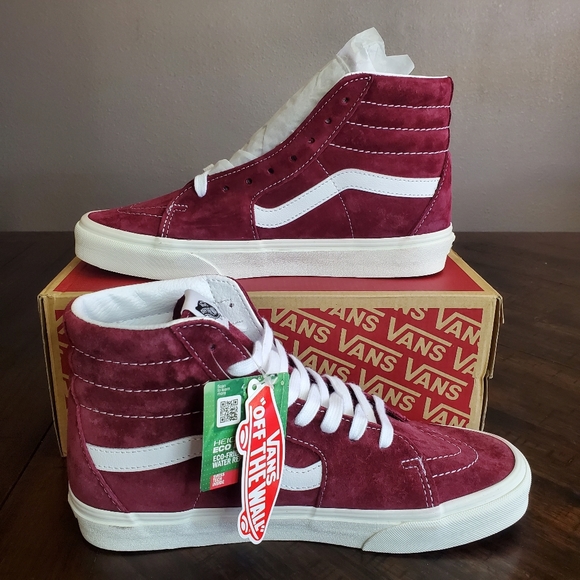 Vans Sk8-Hi Pig Suede Pomegranate Men Size 8.5, Women Size 10 - Picture 2 of 9